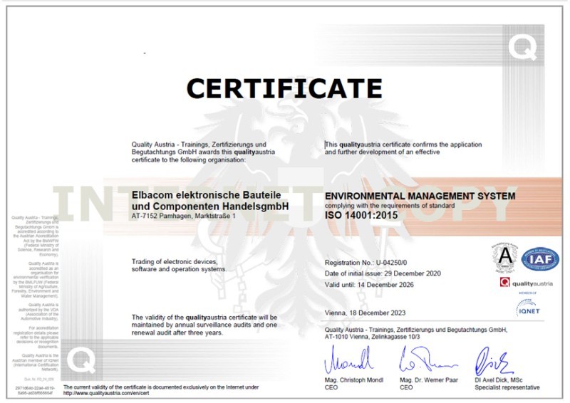 Certifikát ISO 14001