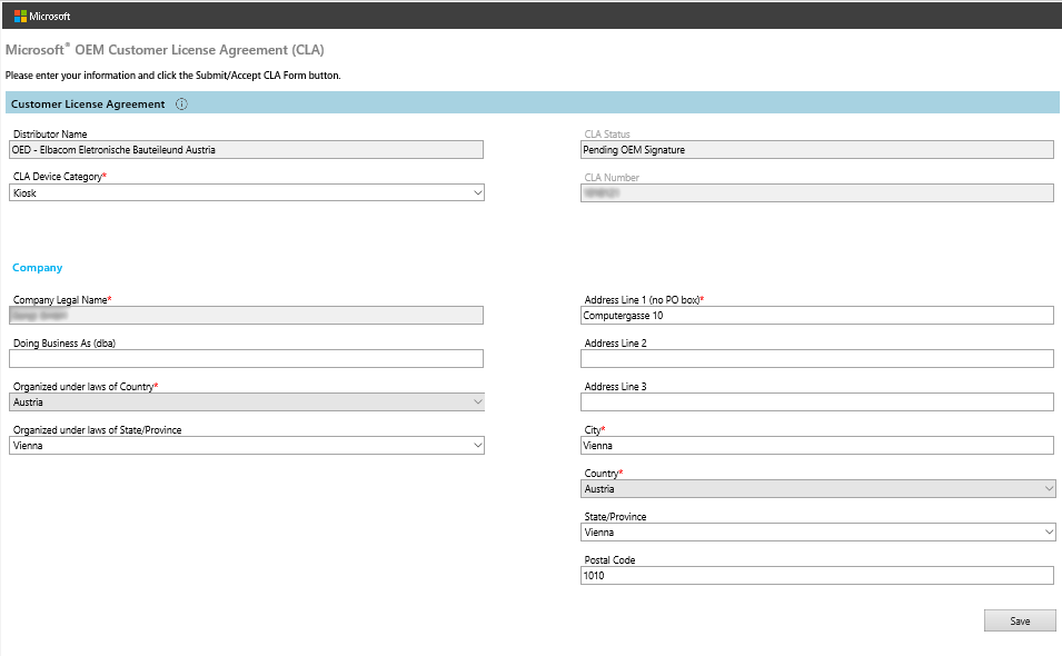 Formular for CLA-granskning och slutforande