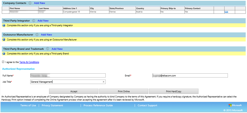 Personuppgifter och villkorsacceptansformular