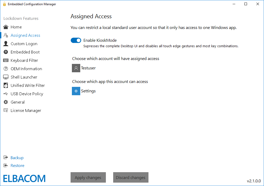 Assigned Access Configuration