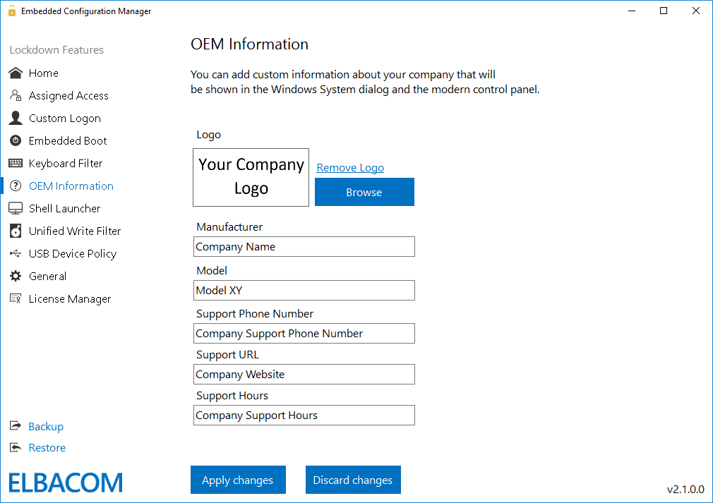 OEM Information Configuration