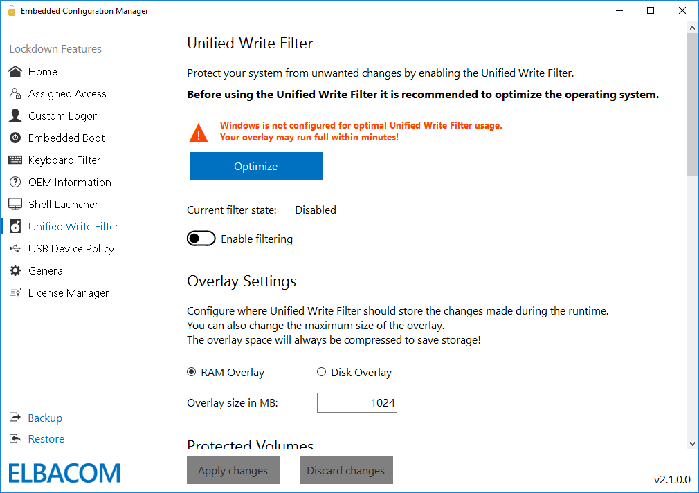 Unified Write Filter Configuration